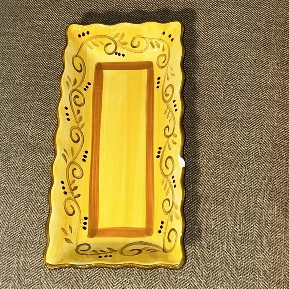 2 Italian Villa Pattern Rectangle Serving Dishes HomeTrends Yellow (2 matching) - Picture 8 of 16